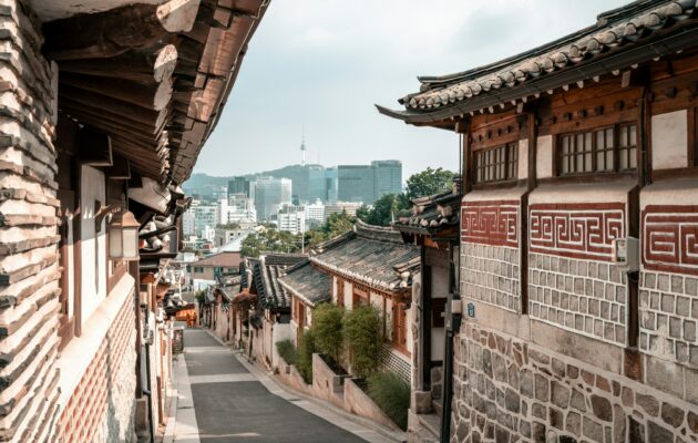 Korean street between buildings